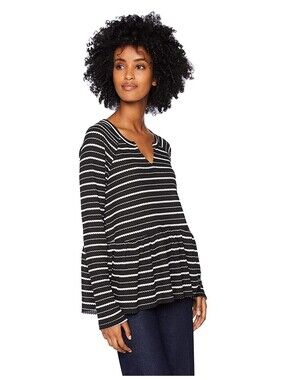 William Rast Womens Gryphon Striped Peplum Top Size XL